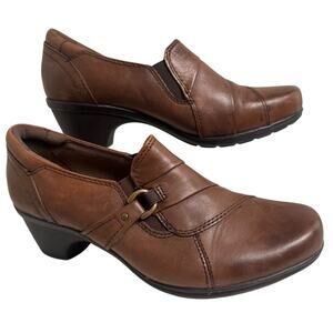 Michel Meynard Richmond Platform Wedge Clogs Brown Leather Comfort Heels Sz 8 W